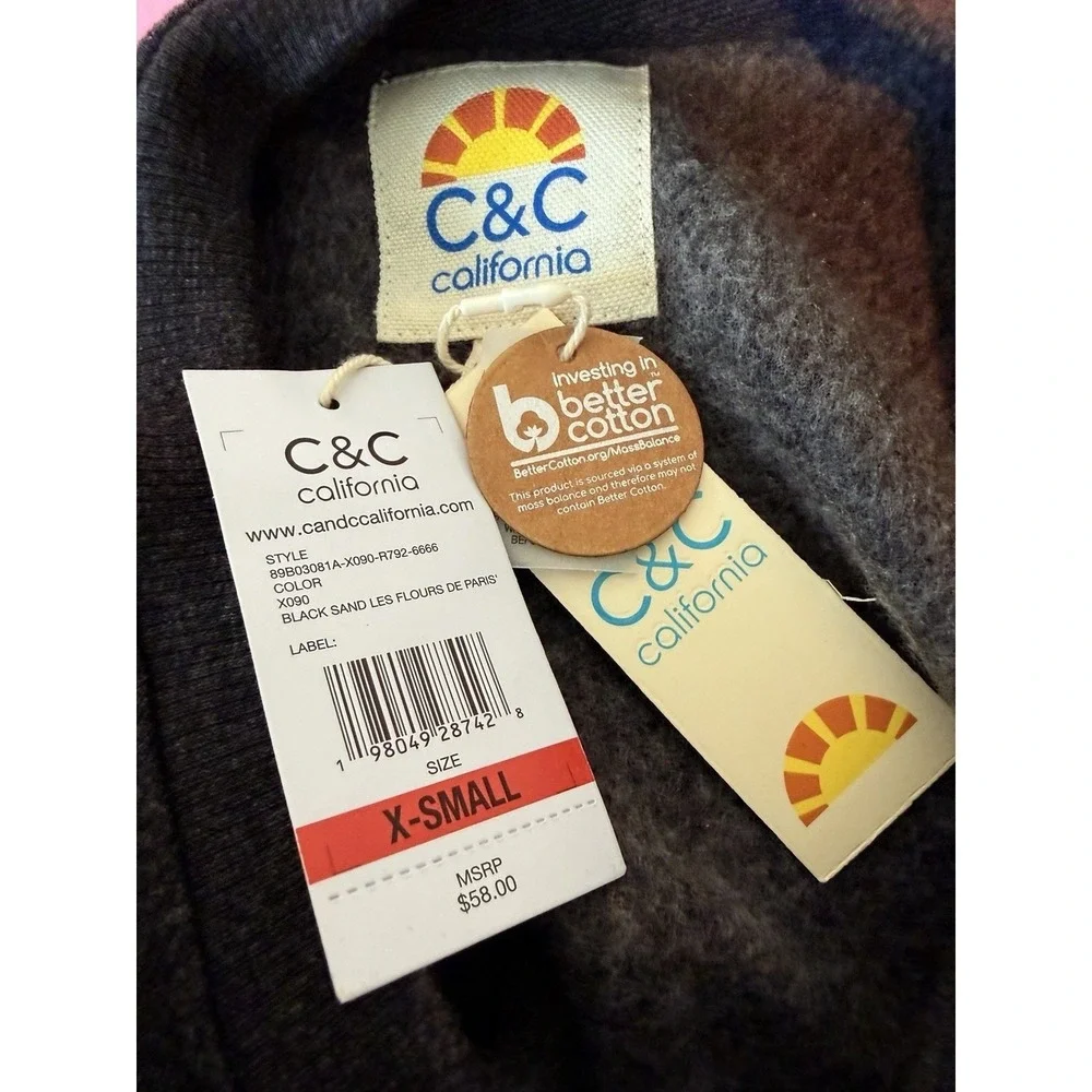 C &‎ C California Grey "J'Adore" sweatshirt Crewneck Women's XS - Picture 4 of 6